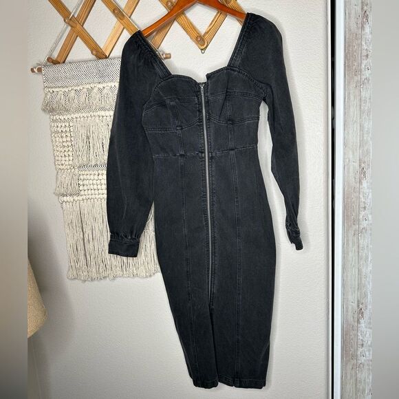 Future Collective Kahlana Barfield Black Denim Dress Size 2 - Picture 4 of 5